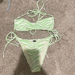 Triangl zebra print green bikini
